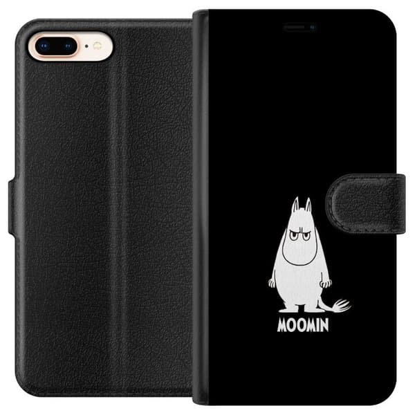Kompatibel Tegnebogsetui til Apple iPhone 8 Plus Mumitrolden i en sort-hvid helfigursillustration med tekst mod sort baggrund