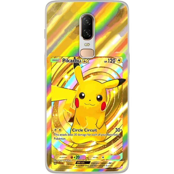 Kompatibelt Mobildeksel til OnePlus 6 Blank Pikachu EX-design med samlebåndsfølelse