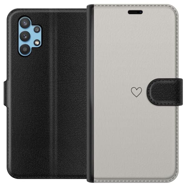 Kompatibelt Plånboksfodral till Samsung Galaxy A32 5G Grått hjärta
