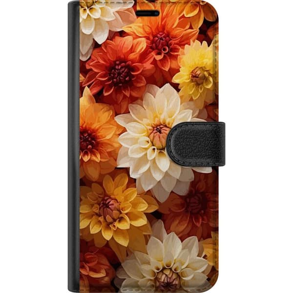 Kompatibelt Plånboksfodral till Apple iPhone 13 mini Blommor Orange
