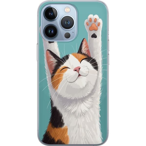 Kompatibelt Mobilskal till Apple iPhone 13 Pro Glad trefärgad katt