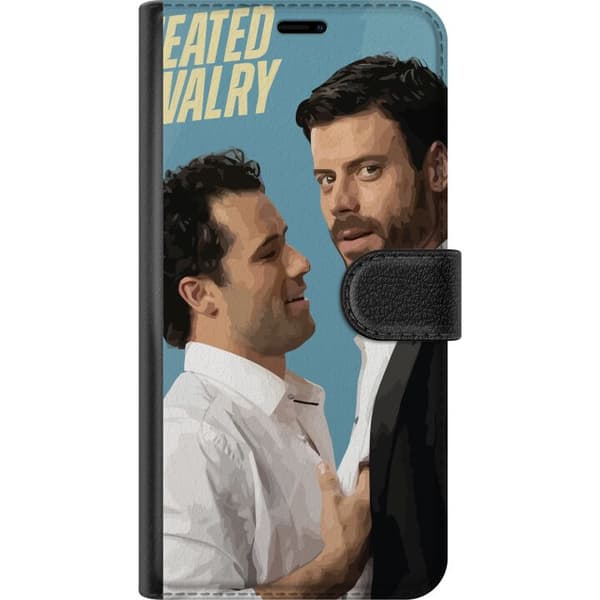 Kompatibel Tegnebogsetui til Apple iPhone 8 Plus Moderne modebillede med elegante mænd og lyseblå baggrund