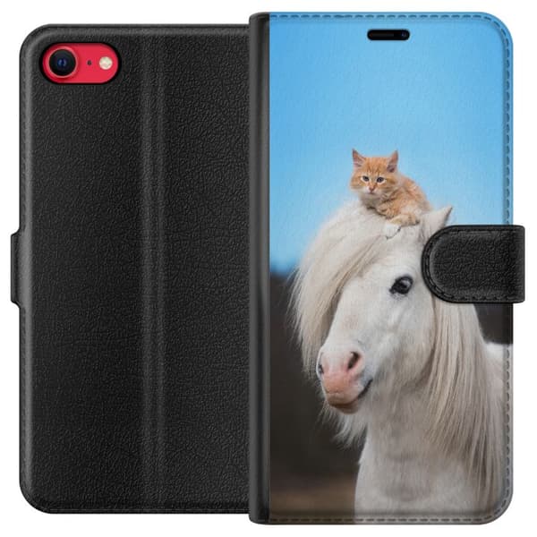 Kompatibelt Lommeboketui til Apple iPhone 7 Hest & Katt