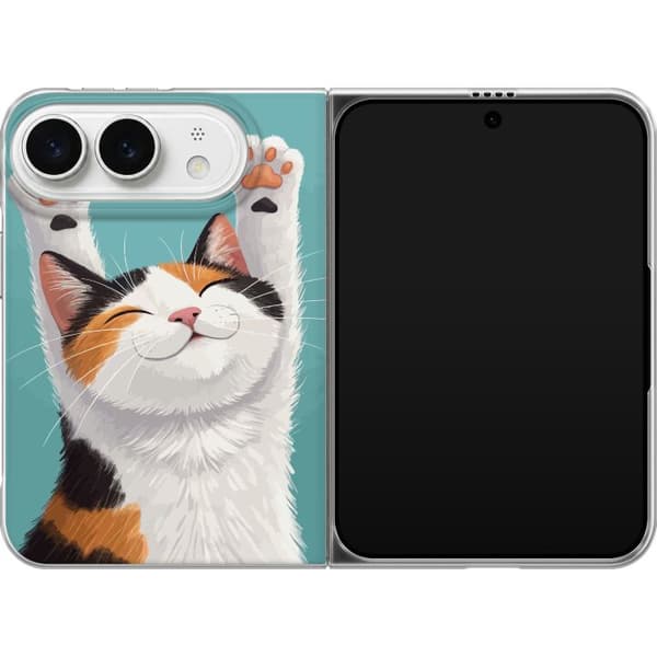 Kompatibelt Mobilskal till Apple iPhone Duo Glad trefärgad katt