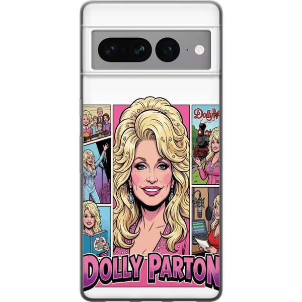 Kompatibelt Mobildeksel til Google Pixel 7 Pro Dolly Parton tecknat countrycollage
