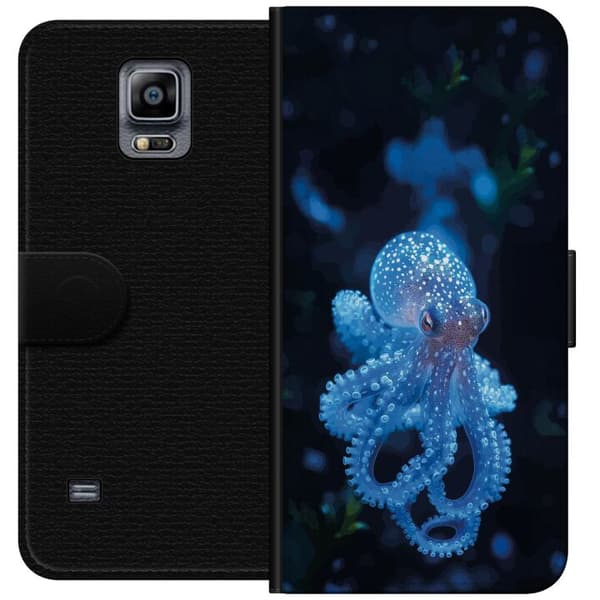 Kompatibelt Plånboksfodral till Samsung Galaxy Note 4 Närbild av blå bläckfisk