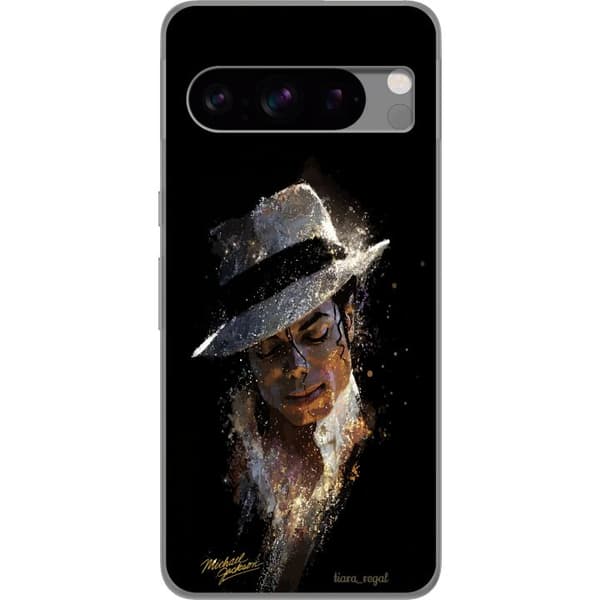 Kompatibelt Mobildeksel til Google Pixel 8 Pro Kunstnerisk portrett av mann med hvit hatt og glitrende detaljer