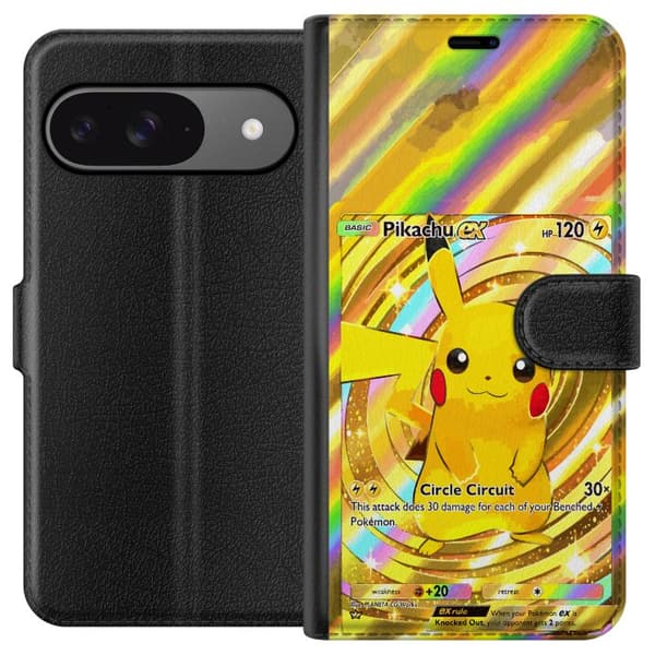Kompatibelt Lommeboketui til Google Pixel 9 Pro Blank Pikachu EX-design med samlebåndsfølelse