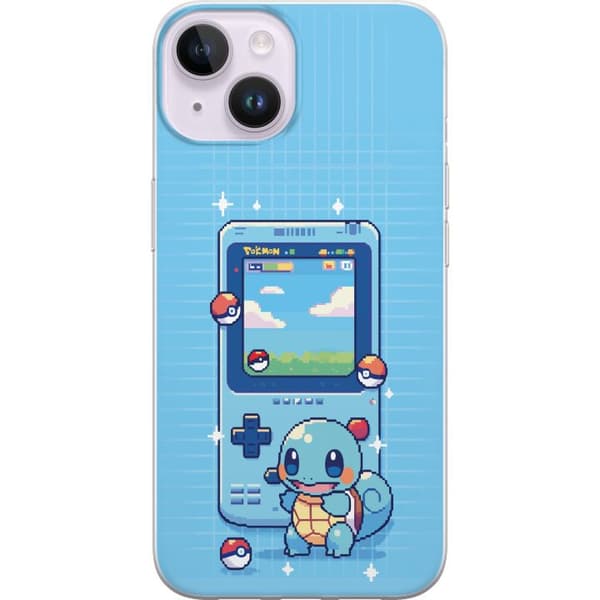 Kompatibelt Mobildeksel til Apple iPhone 14 Retro pixeldesign med Squirtle og klassisk spillkonsoll
