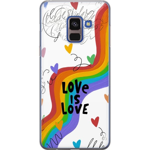 Kompatibelt Mobildeksel til Samsung Galaxy A8 (2018) Regnbåge med kärleksbudskap