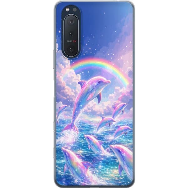 Kompatibelt Mobildeksel til Sony Xperia 5 II Glittrande regnbågsdelfiner