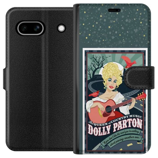 Kompatibel Tegnebogsetui til Google Pixel 7a Dolly Parton med gitarr och landsväg