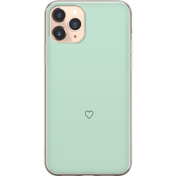 Kompatibel Mobilcover til Apple iPhone 11 Pro Enkel sort hjertekontur centreret mod mintgrøn baggrund