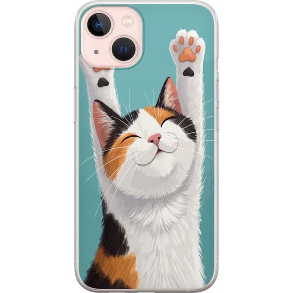 Kompatibelt Mobilskal till Apple iPhone 13 mini Glad trefärgad katt