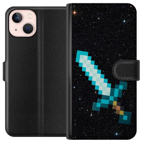 Kompatibelt Plånboksfodral till Apple iPhone 13 mini Minecraft Svärd