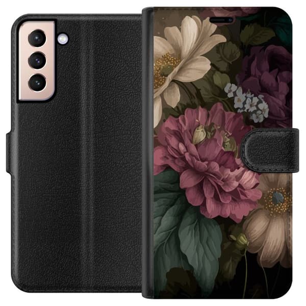 Kompatibel Tegnebogsetui til Samsung Galaxy S21 Blomster