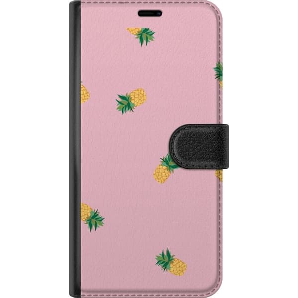 Kompatibel Tegnebogsetui til Google Pixel 10 Pro Lyserønt mønster med dekorative gule ananaser og grønne blade