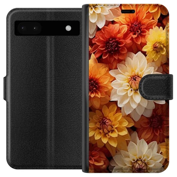 Kompatibel Tegnebogsetui til Google Pixel 6a Orange Blomster
