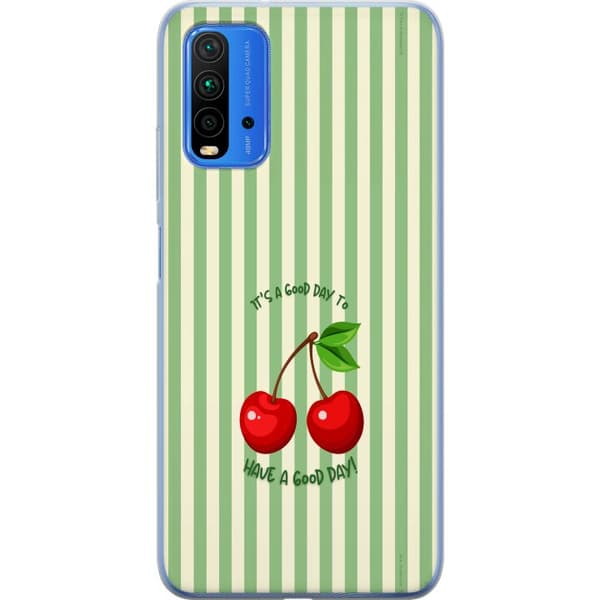 Kompatibelt Mobildeksel til Xiaomi Redmi Note 9 4G Søtt kirsebærbilde med hjerteformet design