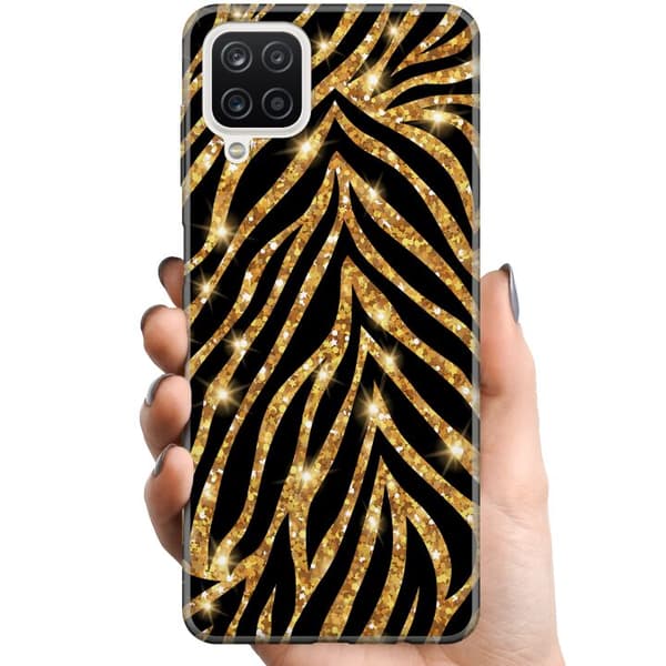 Kompatibelt Mobildeksel til Samsung Galaxy A12 Gull & Glitter