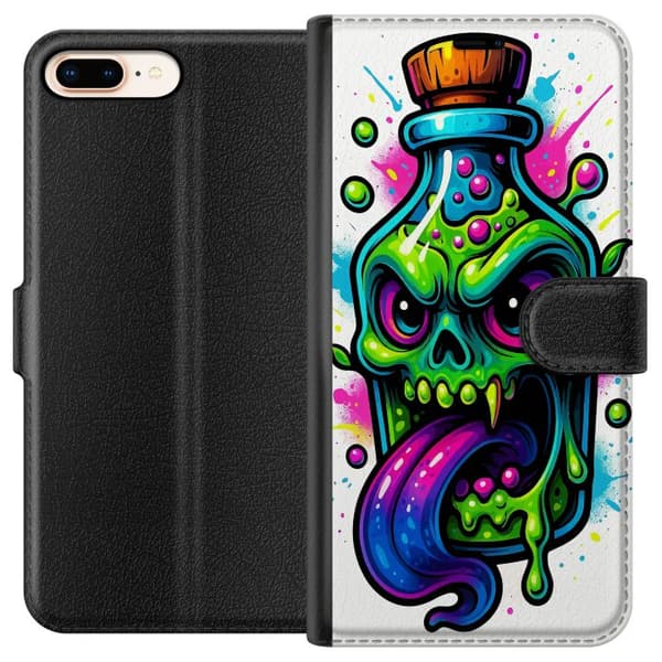 Kompatibel Tegnebogsetui til Apple iPhone 8 Plus Färgstark monsterflaska