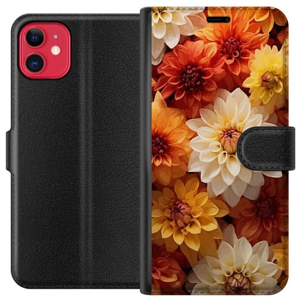 Kompatibel Tegnebogsetui til Apple iPhone 11 Orange Blomster