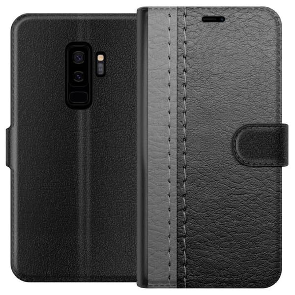 Kompatibelt Lommeboketui til Samsung Galaxy S9+ Sort & Grå Lær