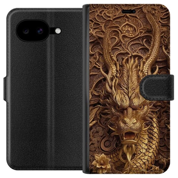 Kompatibel Tegnebogsetui til Google Pixel 10a Elegant drage motiv i guld