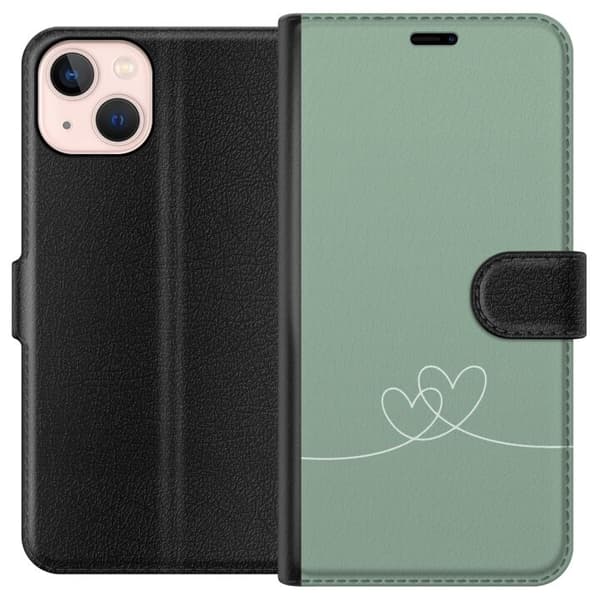 Yhteensopiva Lompakkokotelo Apple iPhone 13 mini Vihreä Sydän