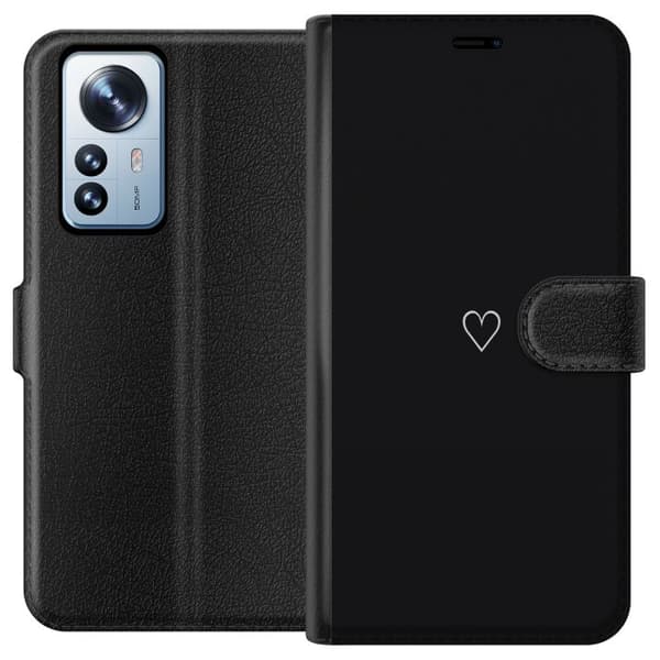 Kompatibel Tegnebogsetui til Xiaomi 12 Pro Hjerte Sort