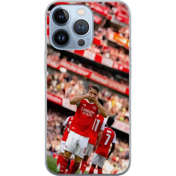 Kompatibelt Mobildeksel til Apple iPhone 13 Pro Arsenal-illustrasjon – Martin Ødegaard i fotballdrakt, målgestdesign
