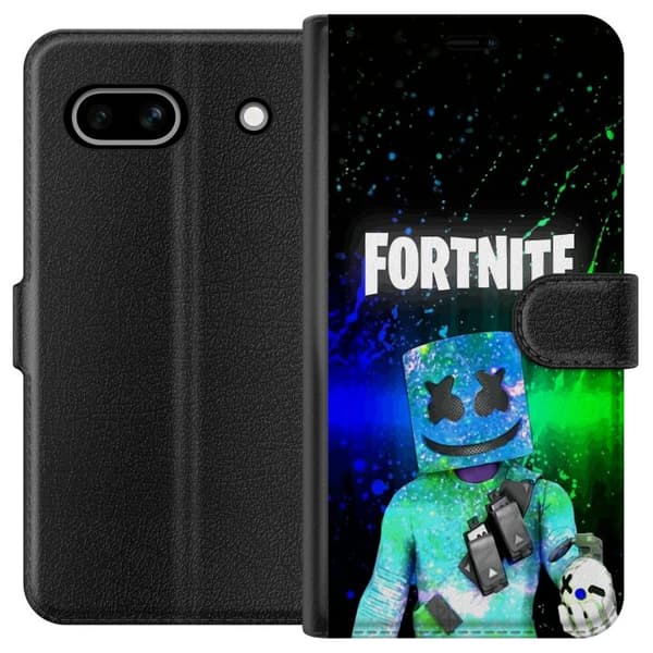Kompatibel Tegnebogsetui til Google Pixel 7a Farverig maskeradefigur med glitrende hjelm mod mørk baggrund