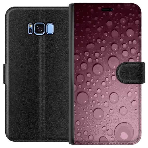 Kompatibelt Plånboksfodral till Samsung Galaxy S8 Rosa vattendroppar