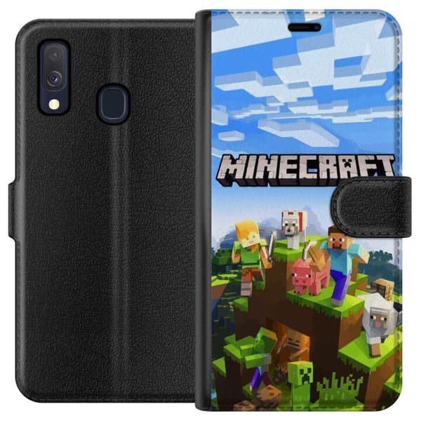 Kompatibel Tegnebogsetui til Samsung Galaxy A40 Minecraft-pixelverden Creeper gamingdesign