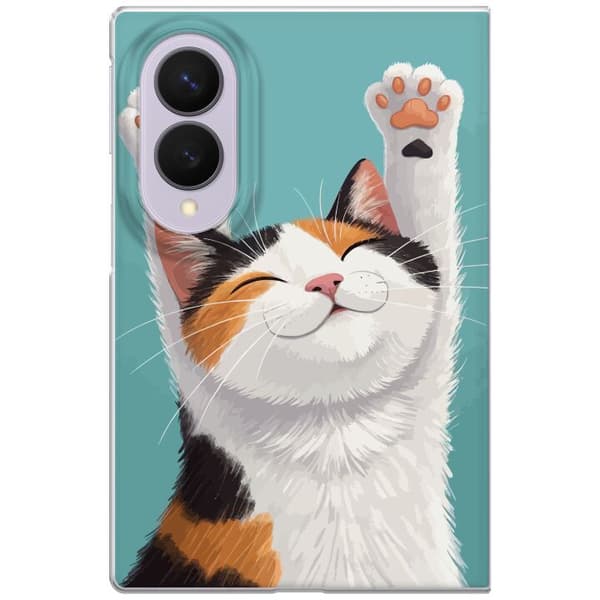 Kompatibelt Mobilskal till Samsung Galaxy Z Fold8 Glad trefärgad katt