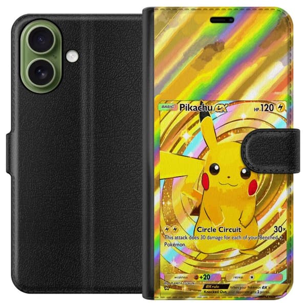 Kompatibelt Lommeboketui til Apple iPhone 17 Blank Pikachu EX-design med samlebåndsfølelse