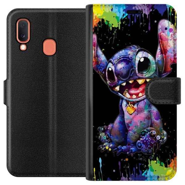 Kompatibelt Plånboksfodral till Samsung Galaxy A20e Lilo and Stitch