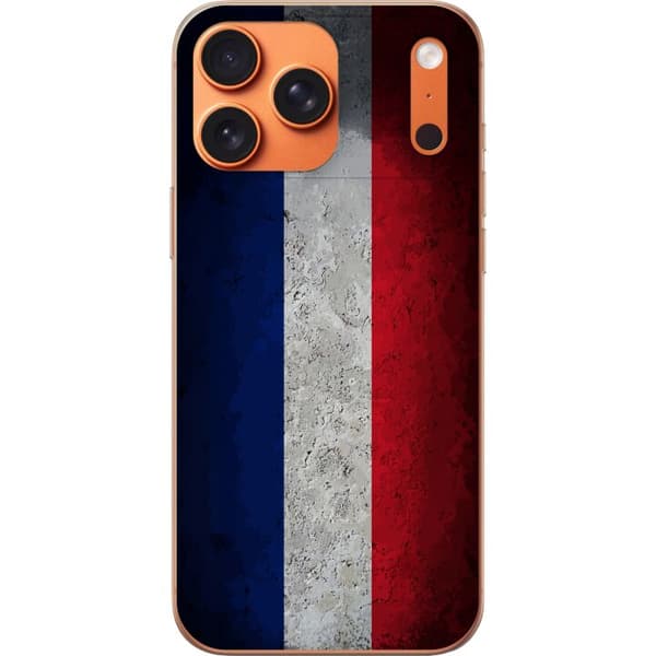 Kompatibelt Mobildeksel til Apple iPhone 17 Pro Max Fransk flagg med rustikk betongstruktur