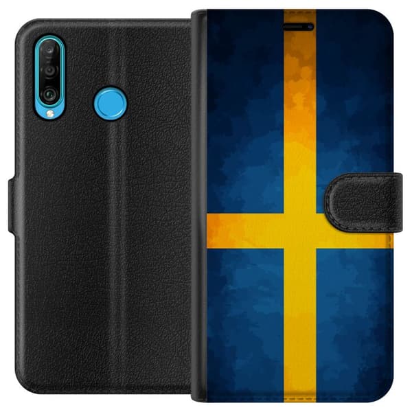 Kompatibel Tegnebogsetui til Huawei P30 lite Svenska flaggan