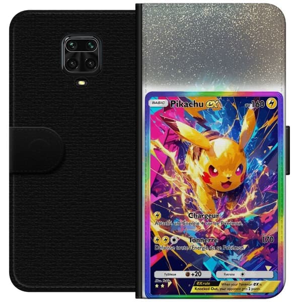 Kompatibel Tegnebogsetui til Xiaomi Redmi Note 9S Farverigt Pikachu EX-design