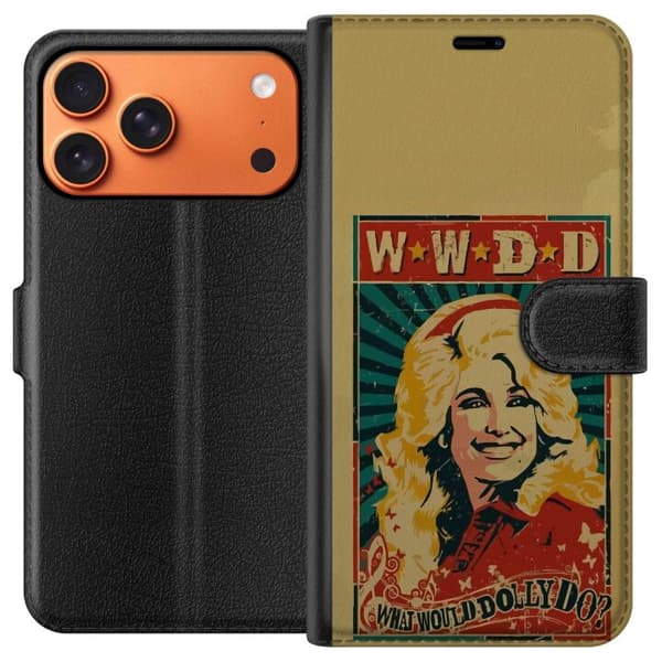 Kompatibel Tegnebogsetui til Apple iPhone 18 Pro Max Dolly Parton retro westernposter