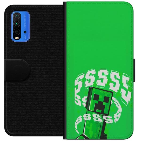 Yhteensopiva Lompakkokotelo Xiaomi Redmi Note 9 4G Grön pixelfigur