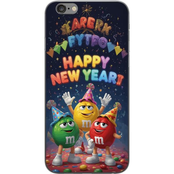 Kompatibelt Mobildeksel til Apple iPhone 6s Plus Gledelig nyttårdesign med M&M's og feststemning