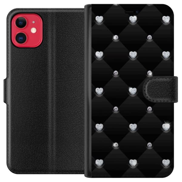 Kompatibelt Lommeboketui til Apple iPhone 11 Diamant Hjerte