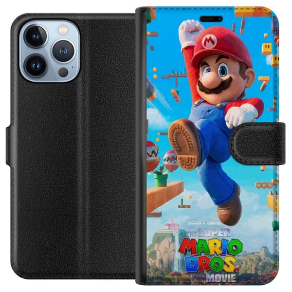 Kompatibel Tegnebogsetui til Apple iPhone 13 Pro Max Dynamisk spilmotiv med Mario og ikoniske platforme
