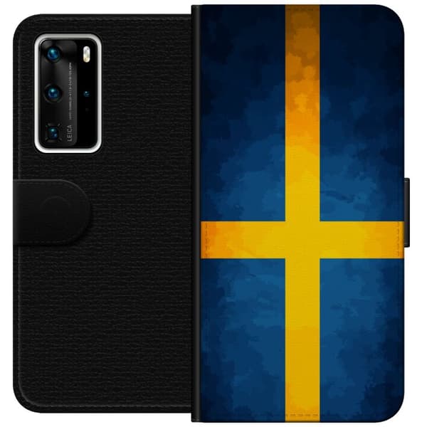 Kompatibel Tegnebogsetui til Huawei P40 Pro Svenska flaggan