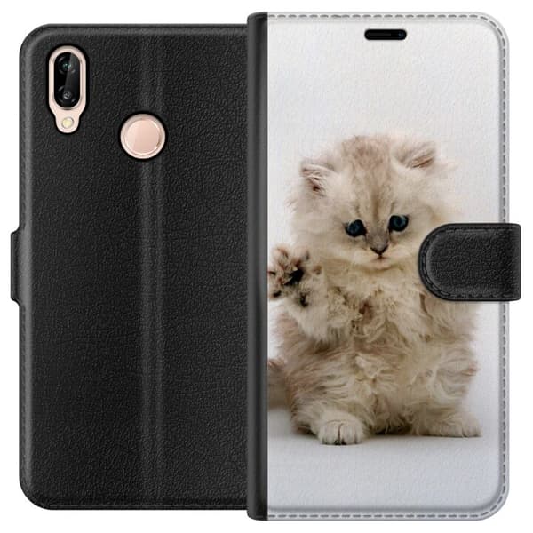 Kompatibelt Lommeboketui til Huawei P20 lite Katt