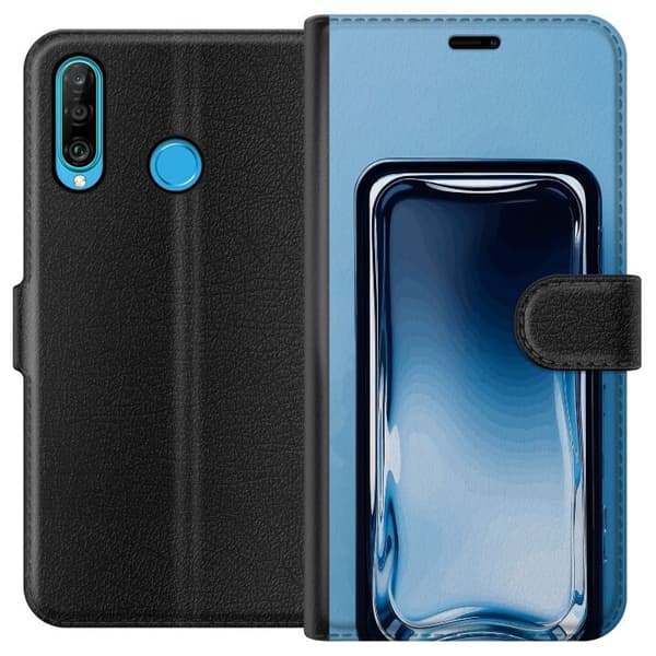 Kompatibel Tegnebogsetui til Huawei P30 lite Blå glaseffekt