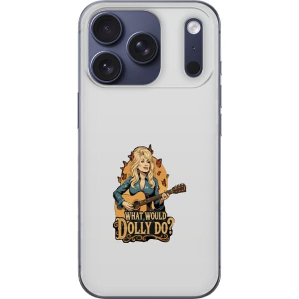 Kompatibelt Mobildeksel til Apple iPhone 18 Pro Dolly Parton med gitarr och fjärilar