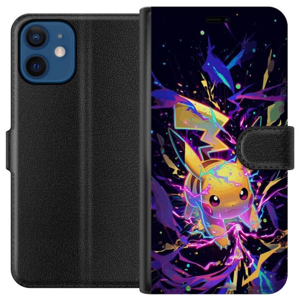 Kompatibel Tegnebogsetui til Apple iPhone 12 mini Dynamisk Pikachu-motiv med farverige effekter